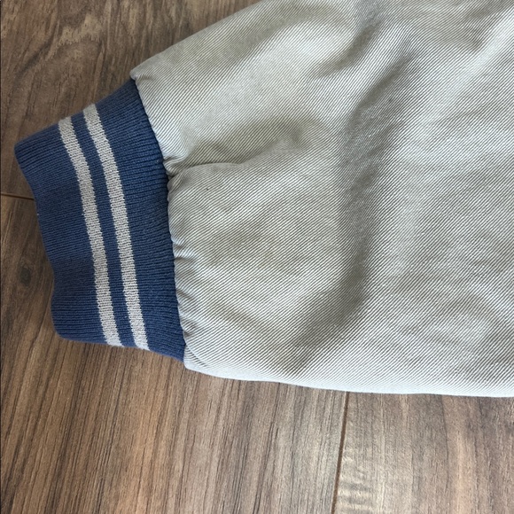 VTG Lee Denim & Beige Bomber Jacket with"OGE"& "POWER DELIVERY CONSTRUCTION" XXL - Picture 6 of 10